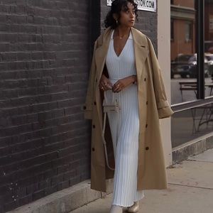 Dark tan trench coat